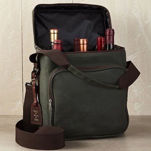 Wine Enthusiast 6-Bottle Waxed Canvas Weekend Wine Bag